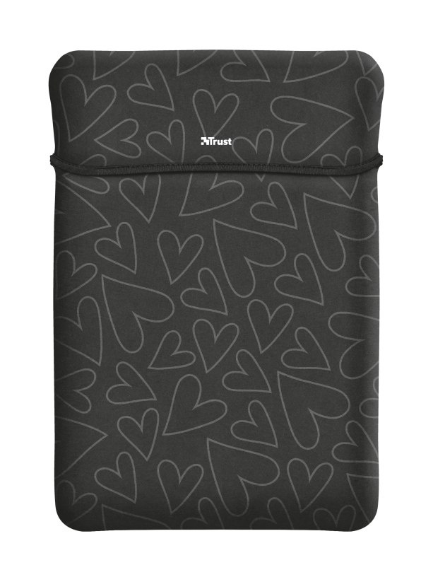Dwustronny pokrowiec Yvo na laptopy 15,6 "z myszką bezprzewodową - czarne serca Dwustronny pokrowiec Yvo na laptopy 15,6 "z myszką bezprzewodową - czarne serca