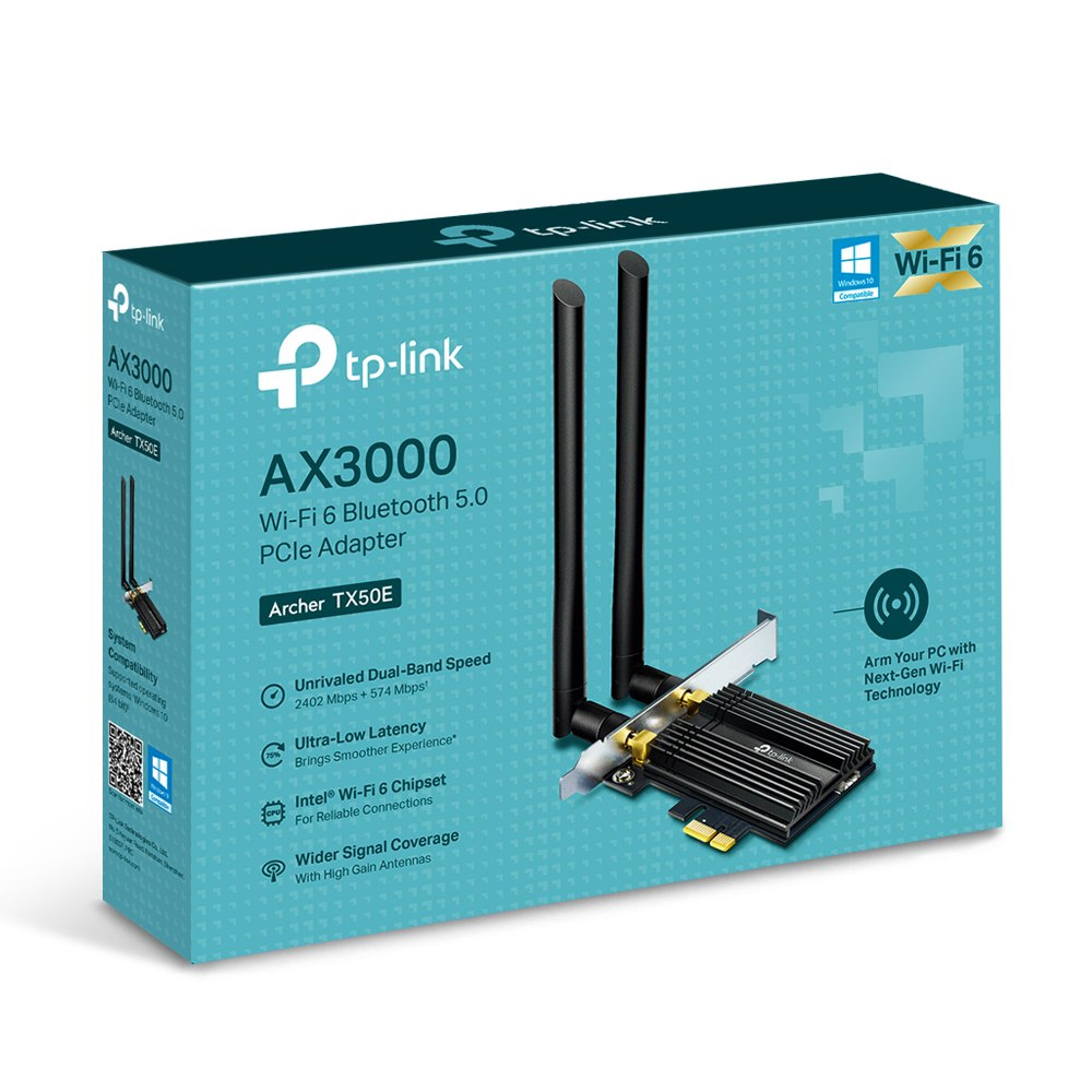 Karta sieciowa Archer TX50E PCI Express, Wi-Fi 6, Bluetooth 5.0, AX3000 Karta sieciowa Archer TX50E PCI Express, Wi-Fi 6, Bluetooth 5.0, AX3000