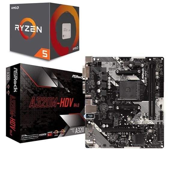 ASRock A320M-HDV 4.0 + AMD Ryzen 5 1600 3.2Ghz BOX ASRock A320M-HDV 4.0 + AMD Ryzen 5 1600 3.2Ghz BOX