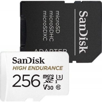 Karta pamięci MicroSDXC SanDisk High Endurance 256GB 100/40 MB/s A1 Class 10 V30 UHS-I U3 + adapter Karta pamięci MicroSDXC SanDisk High Endurance 256GB 100/40 MB/s A1 Class 10 V30 UHS-I U3 + adapter