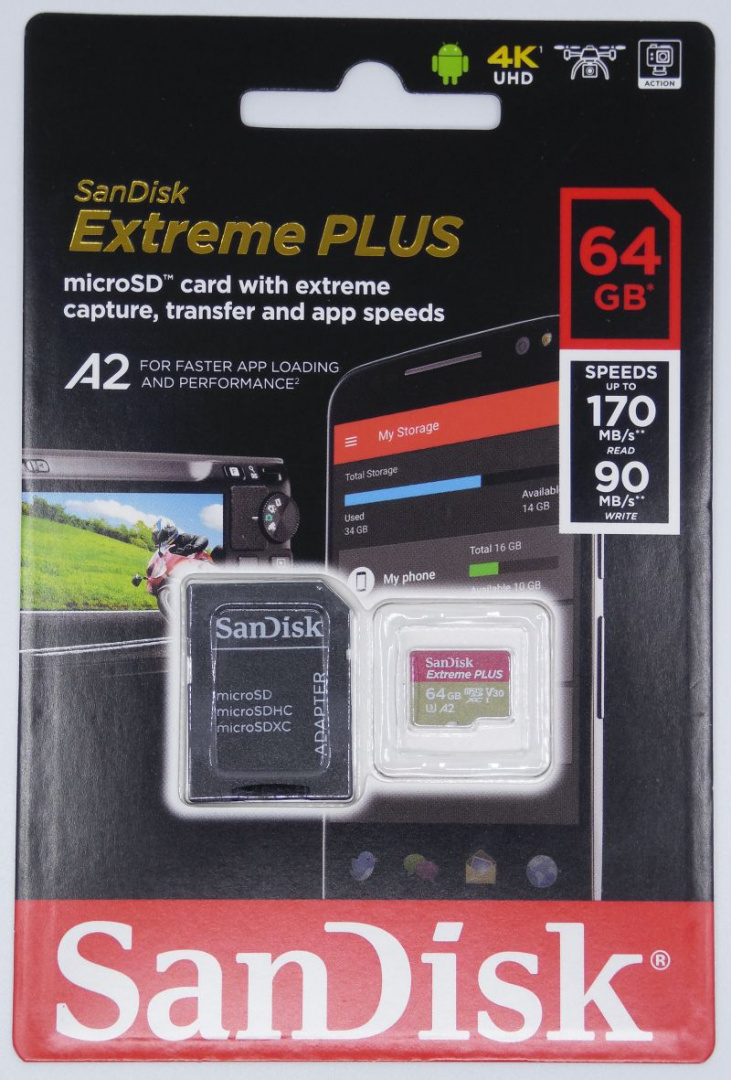 Sandisk Extreme Plus 64 GB 170/90mb + Adapter Sandisk Extreme Plus 64 GB 170/90mb + Adapter