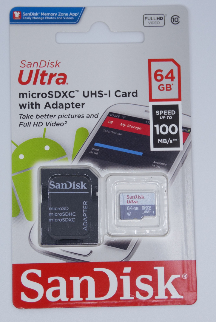 Karta pamięci microSD (SDXC) SanDisk SDSQUNR-064G-GN3MA 64 GB Karta pamięci microSD (SDXC) SanDisk SDSQUNR-064G-GN3MA 64 GB