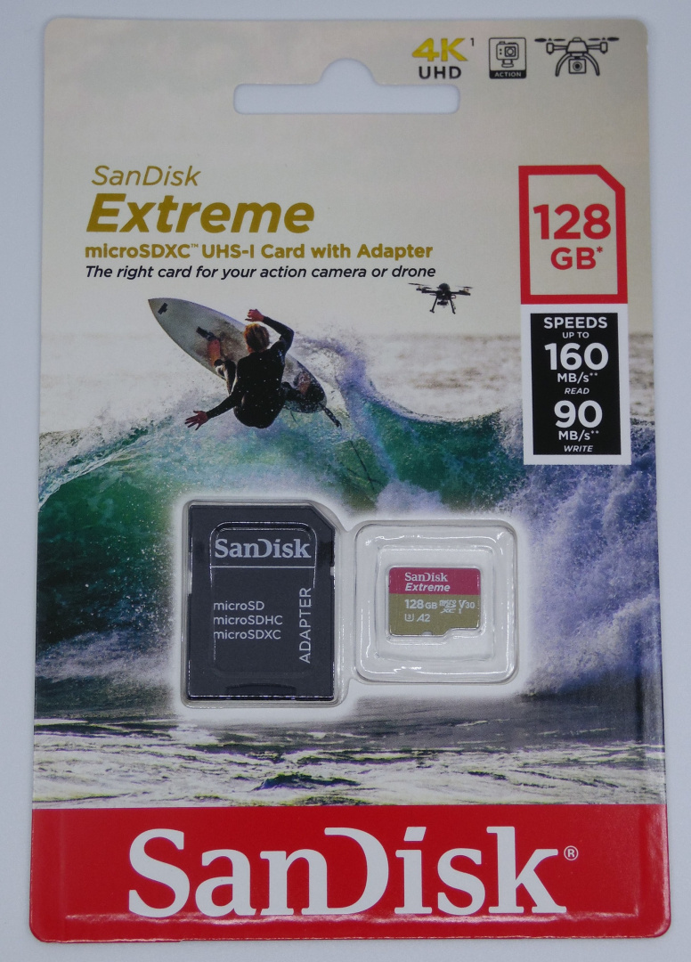 Karta pamięci z adapterem SanDisk EXTREME SDSQXA1-128G-GN6AA (128GB; Class 10, V30; + adapter) Karta pamięci z adapterem SanDisk EXTREME SDSQXA1-128G-GN6AA (128GB; Class 10, V30; + adapter)