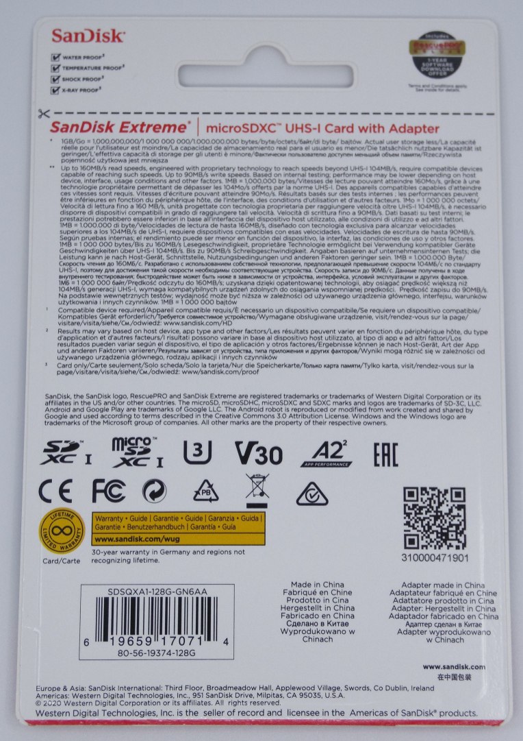 Karta pamięci z adapterem SanDisk EXTREME SDSQXA1-128G-GN6AA (128GB; Class 10, V30; + adapter) Karta pamięci z adapterem SanDisk EXTREME SDSQXA1-128G-GN6AA (128GB; Class 10, V30; + adapter)