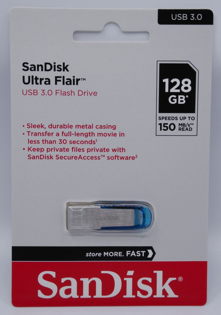 SanDisk Pendrive 128GB ULTRA FLAIR USB 3.0 niebieski SanDisk Pendrive 128GB ULTRA FLAIR USB 3.0 niebieski