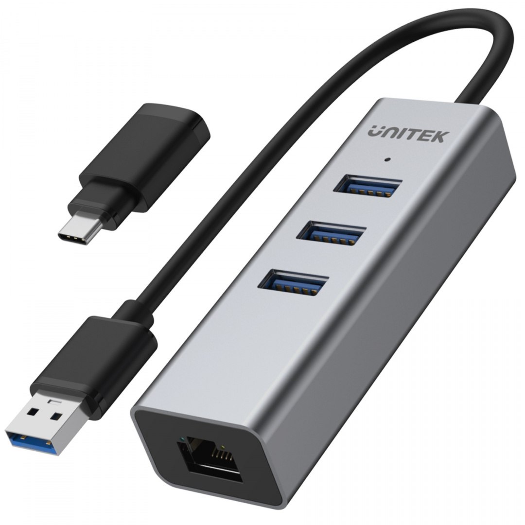 Unitek Y-3083B hub 3x USB 3.0 +USB Typ-C + Gigabit Unitek Y-3083B hub 3x USB 3.0 +USB Typ-C + Gigabit