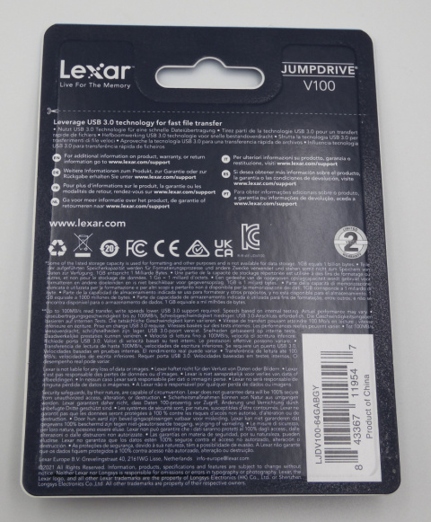 Pendrive Lexar JumpDrive V100 USB 3.0 64GB Pendrive Lexar JumpDrive V100 USB 3.0 64GB