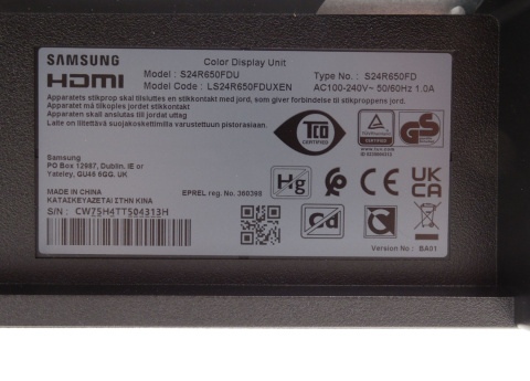 Monitor Samsung 24 S24R650FDU FHD HDM/VGA/DP Monitor Samsung 24 S24R650FDU FHD HDM/VGA/DP