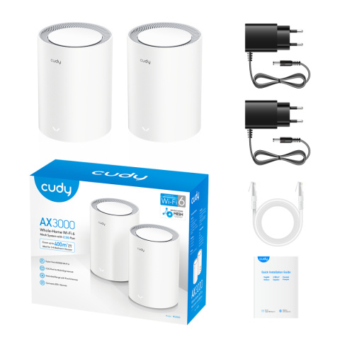 Cudy M3000(2-pack) Białe V2.0 AX3000 Wi-Fi Mesh 2.5G