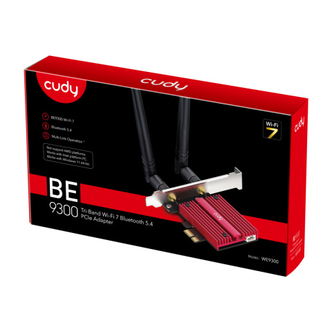 Karta sieciowa Cudy WE9300 Wi-Fi 7 Bluetooth 5.4 BE9300 PCI-E Karta sieciowa Cudy WE9300 Wi-Fi 7 Bluetooth 5.4 BE9300 PCI-E