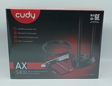 Karta sieciowa Cudy WE4000 Wi-Fi 6E Bluetooth 5.3 PCI-E AX5400 V2.0