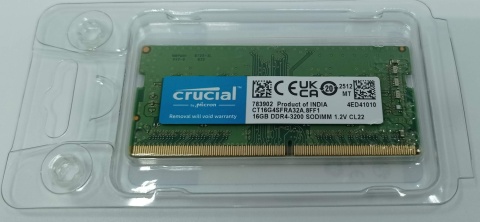 Crucial pamięć 16GB DDR4-3200 SODIMM PC4-25600 CL22 1.2V CT16G4SFRA32A Crucial pamięć 16GB DDR4-3200 SODIMM PC4-25600 CL22 1.2V CT16G4SFRA32A
