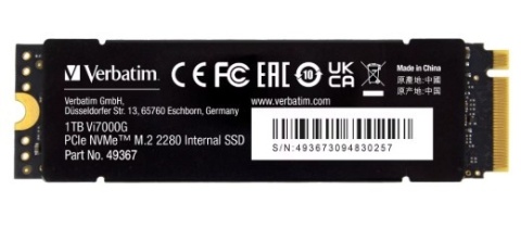 Dysk Verbatim Vi7000 PCIe NVMe M.2 SSD 1TB 7000/5000 MB z radiatorem Dysk Verbatim Vi7000 PCIe NVMe M.2 SSD 1TB 7000/5000 MB z radiatorem
