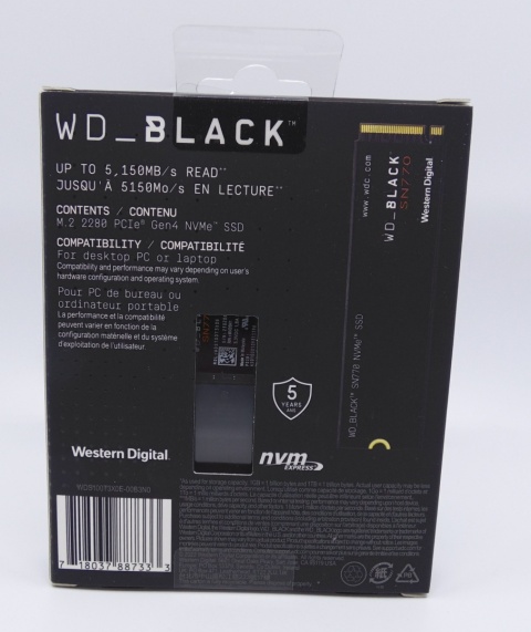 Dysk WD Black SSD SN770 NVMe 1TB PCI-E Gen4 16GT/s M.2 2280 5150 mb/s Dysk WD Black SSD SN770 NVMe 1TB PCI-E Gen4 16GT/s M.2 2280 5150 mb/s