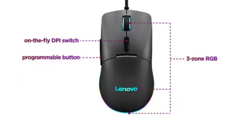 Przewodowa mysz USB gamingowa Lenovo M210 RGB 8000 DPI Przewodowa mysz USB gamingowa Lenovo M210 RGB 8000 DPI