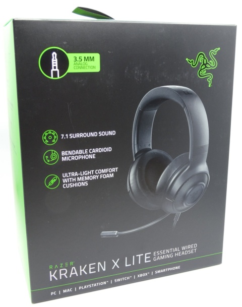 Słuchawki przewodowe Razerk Kraken X Lite mini jack 3.5mm 7.1 40mm Słuchawki przewodowe Razerk Kraken X Lite mini jack 3.5mm 7.1 40mm