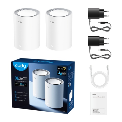 Zestaw Cudy M3600(2-pack) Biały Wi-Fi 7 BE3600 Mesh 2.5G