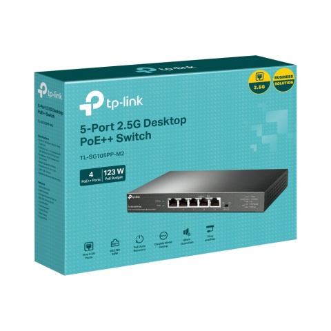 TP-Link TL-SG105PP-M2 5 portów 2.5G, w tym 4 porty PoE++ 123W Desktop
